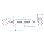 Esticador DIN 1480 - Gancho x Olhal - Imagem 2