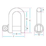 Manilha Reta Leve com Pino Roscado - Inox AISI 304 - Imagem 2